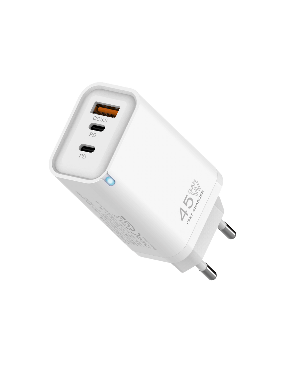 45W GaN wall charger — 3 ports