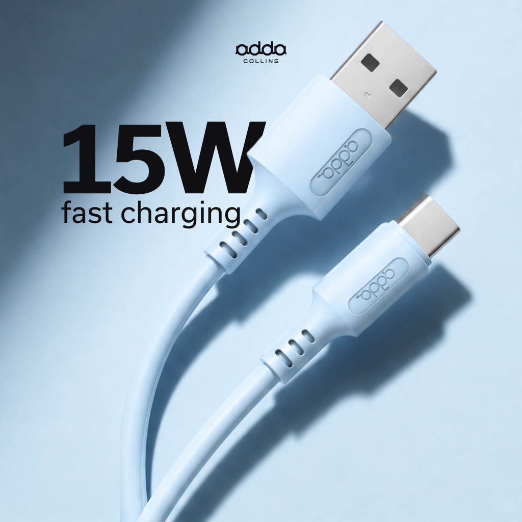 USB-A to USB-C cable — baby blue