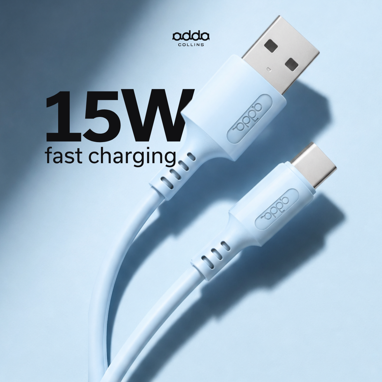 USB-A to USB-C cable — baby blue