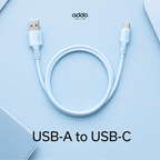 USB-A to USB-C cable — baby blue