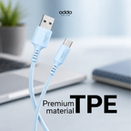 USB-A to USB-C cable — baby blue