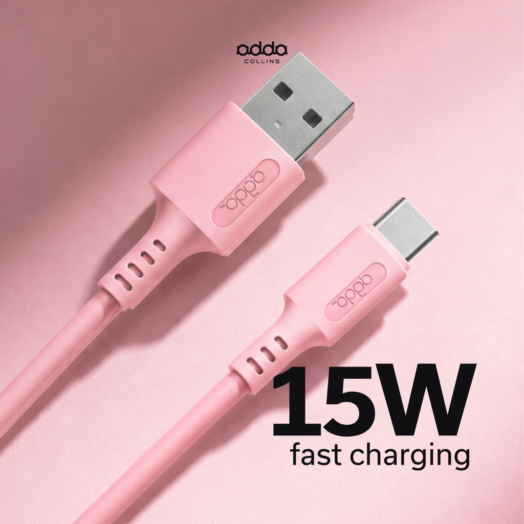 USB-A to USB-C cable — pink