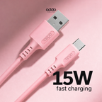 USB-A to USB-C cable — pink
