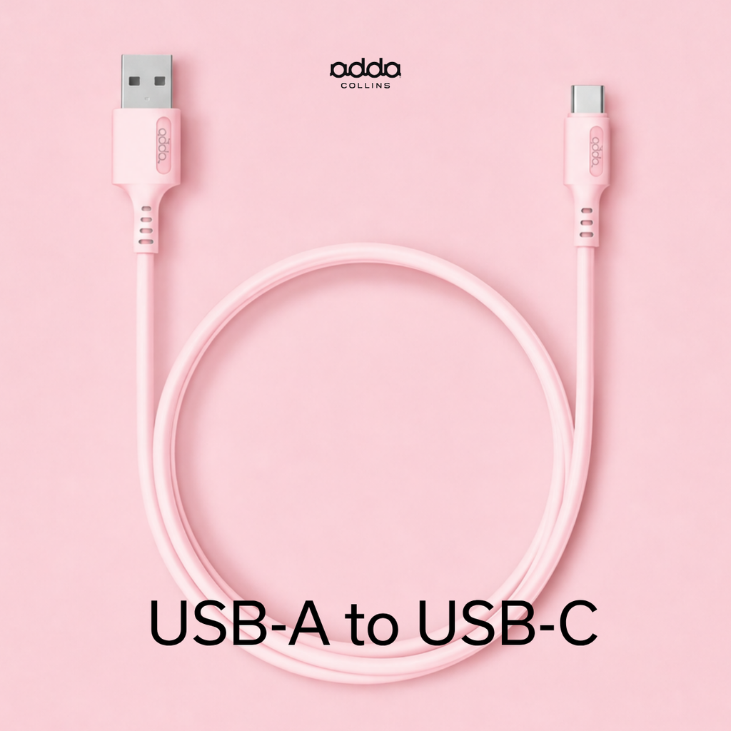 USB-A to USB-C cable — pink