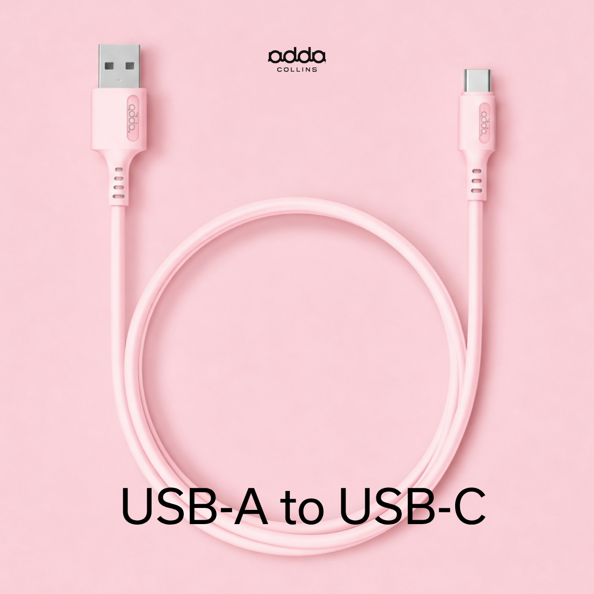 USB-A to USB-C cable — pink
