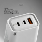 45W GaN wall charger — 3 ports