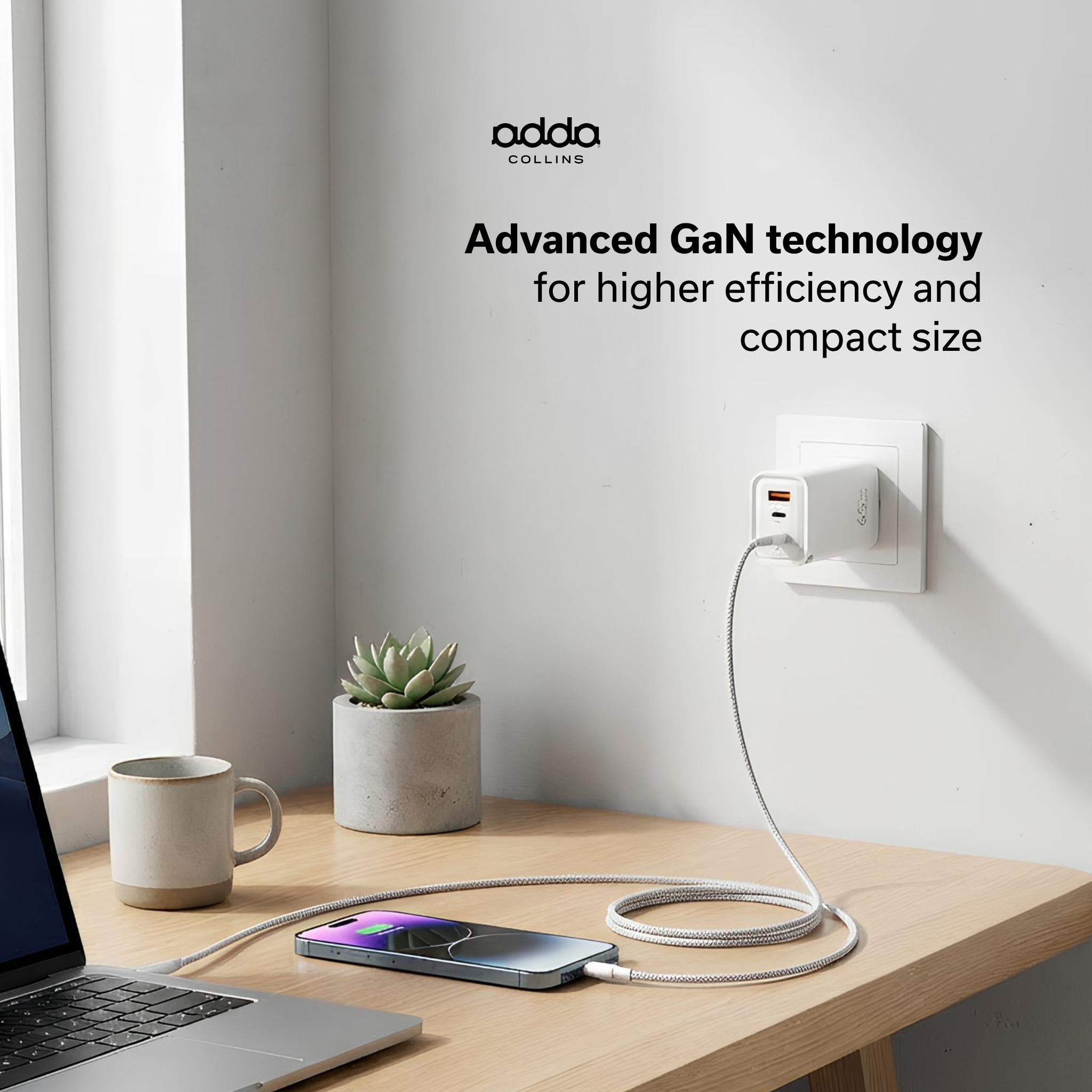 45W GaN wall charger — 3 ports