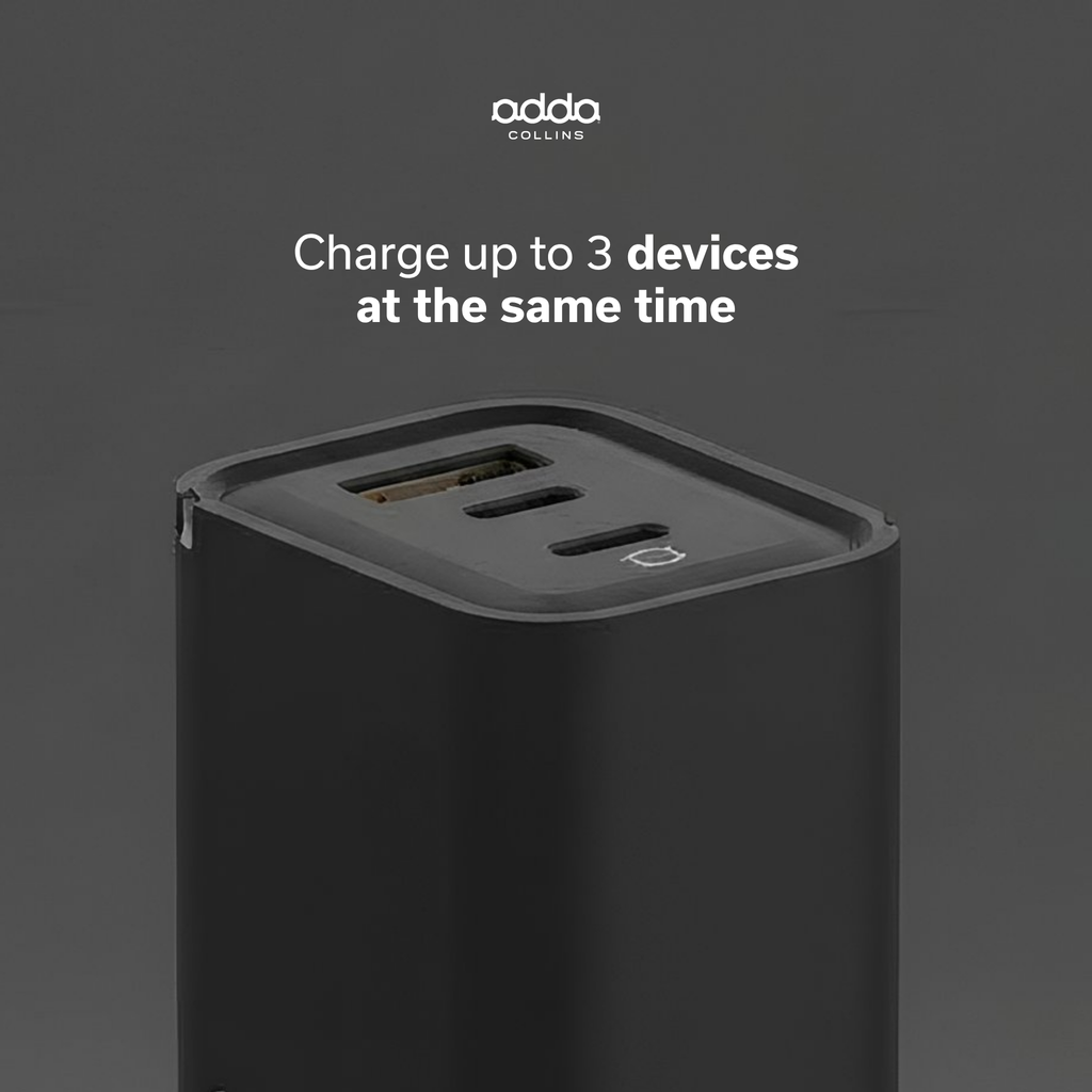 65W GaN wall charger — 3 ports