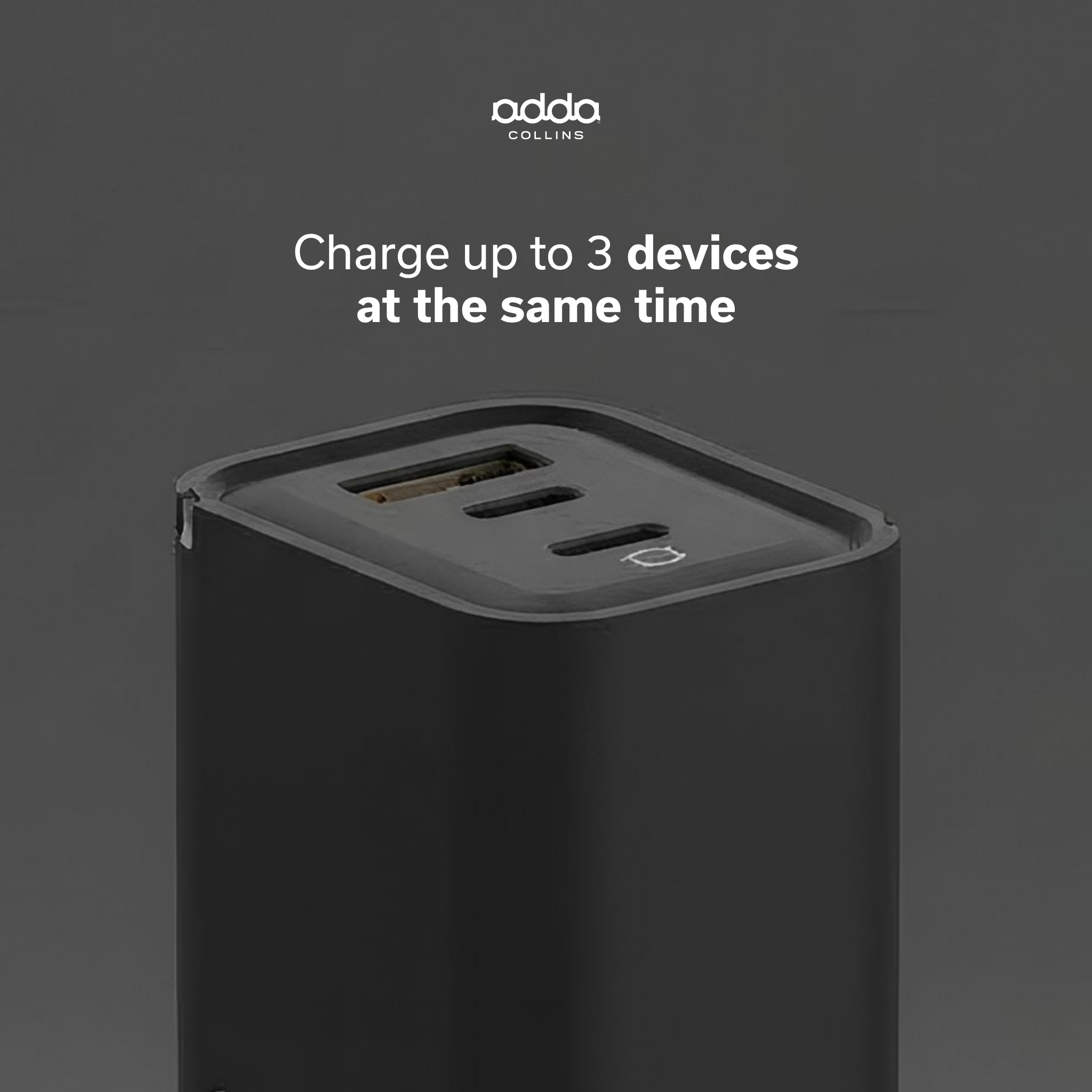 65W GaN wall charger — 3 ports