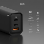 65W GaN wall charger — 3 ports