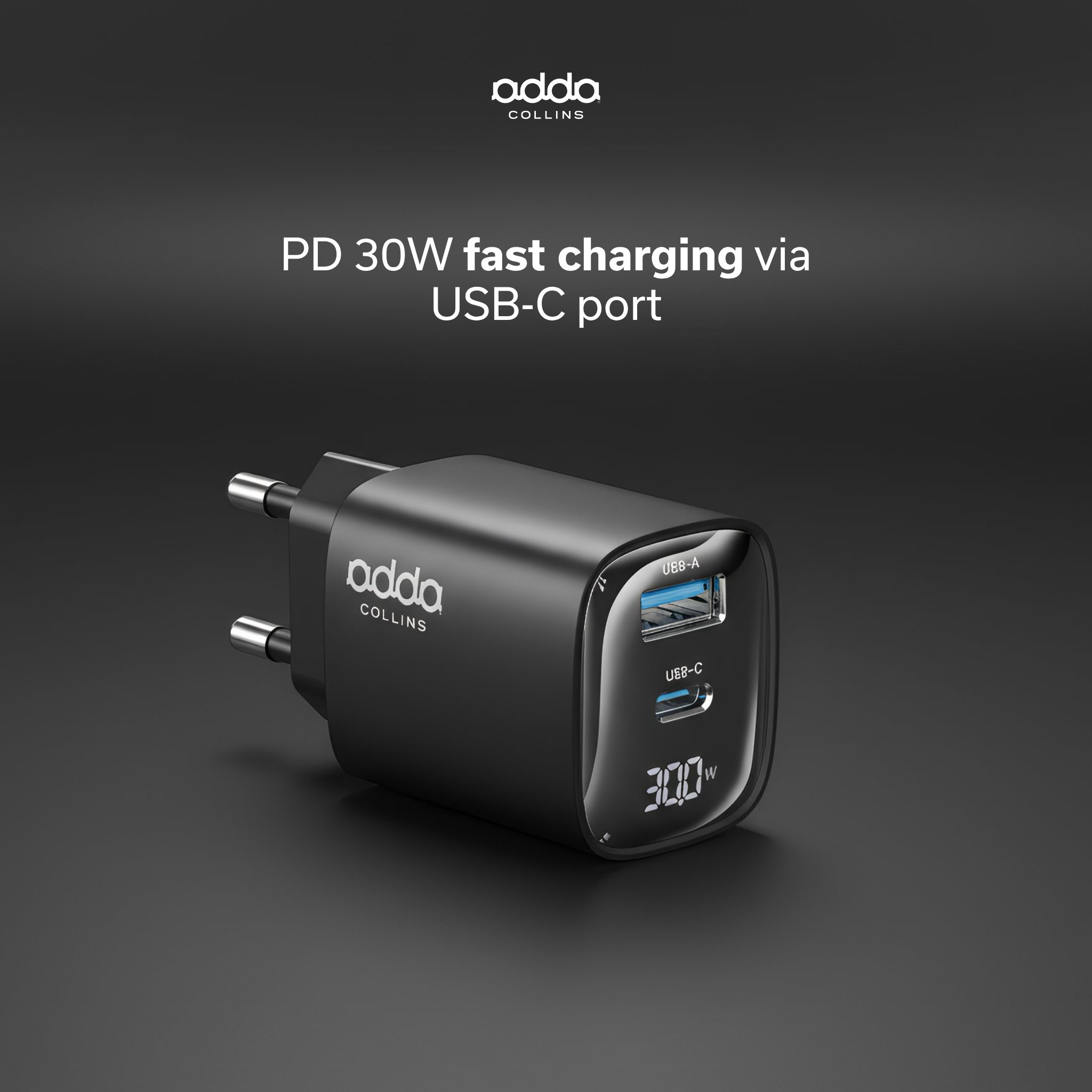 30W wall charger — LED display