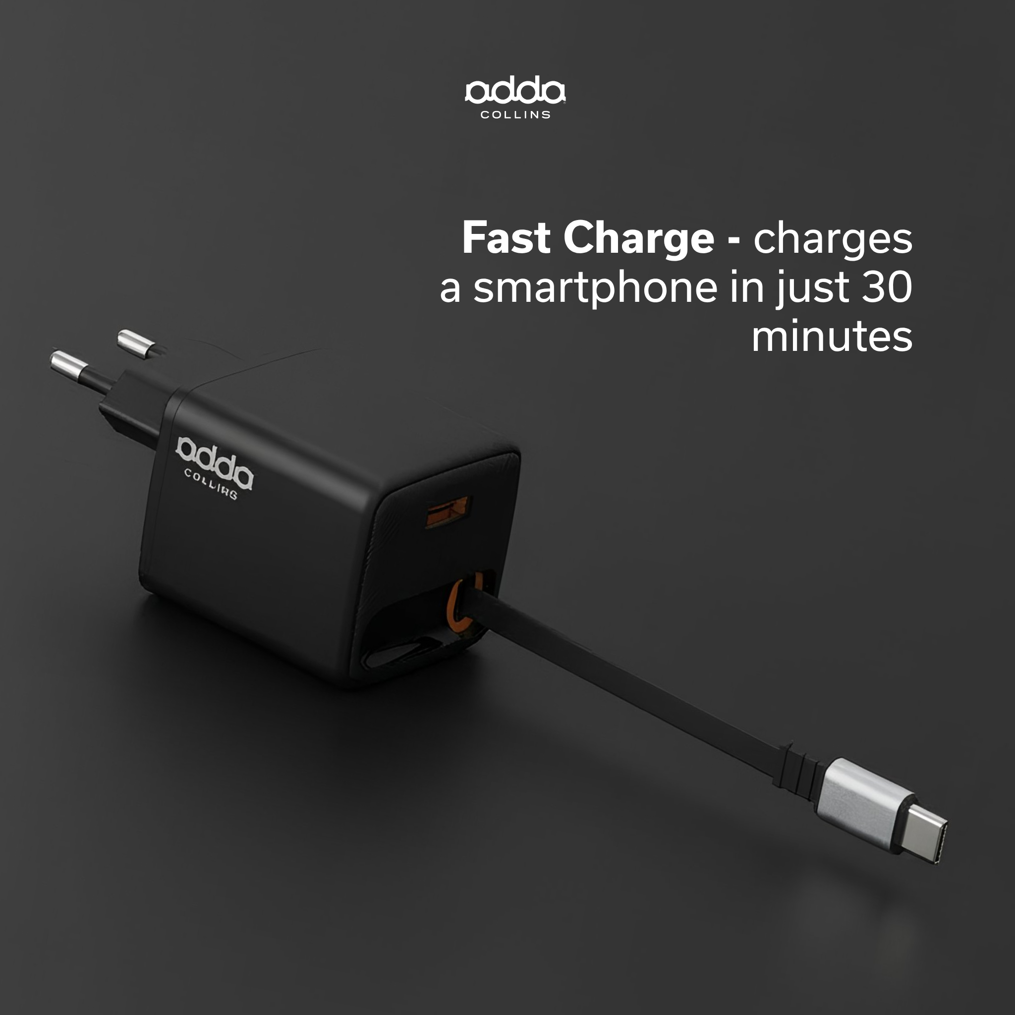 30W wall charger with integrated cable
