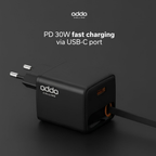 30W wall charger with integrated cable