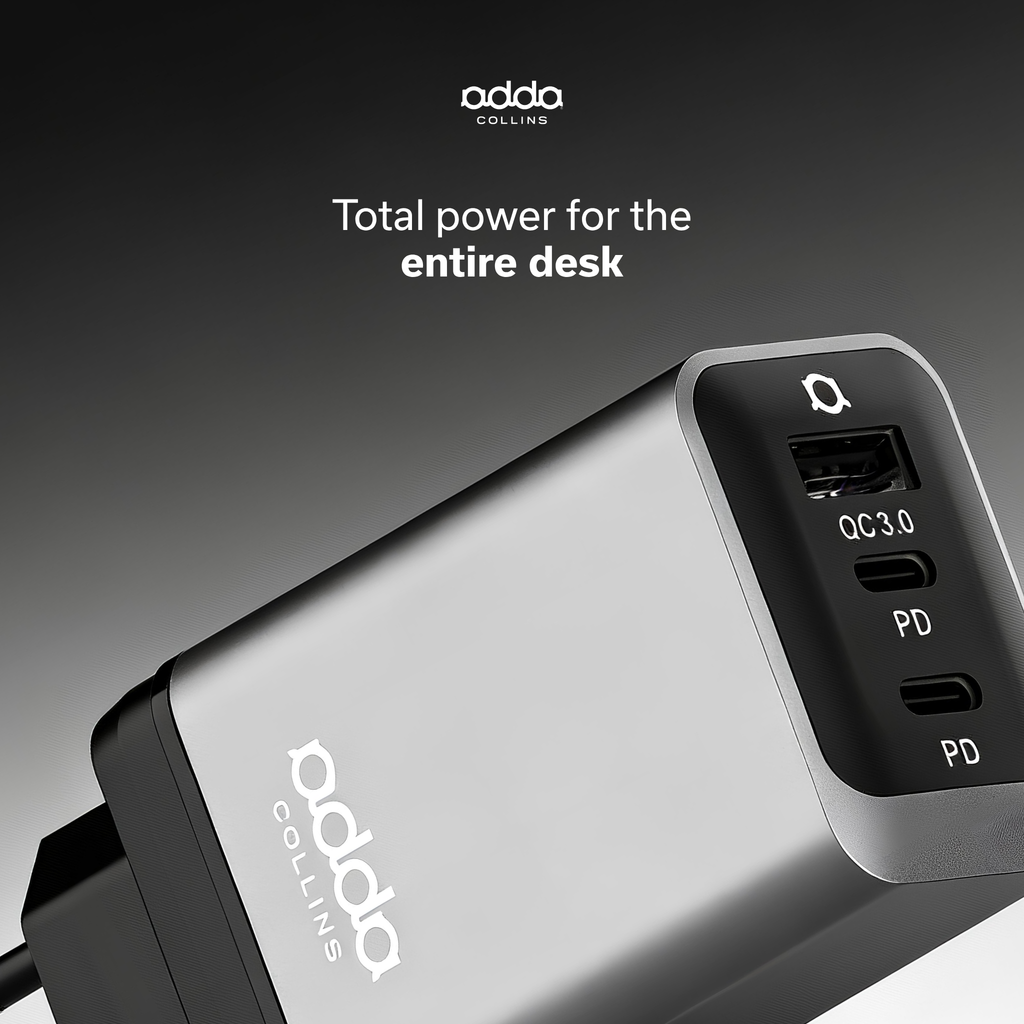67W GaN wall charger — 3 ports