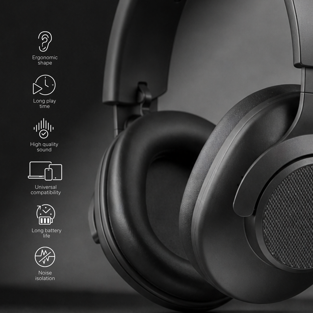 Sona Max over-ear headphones — gunmetal
