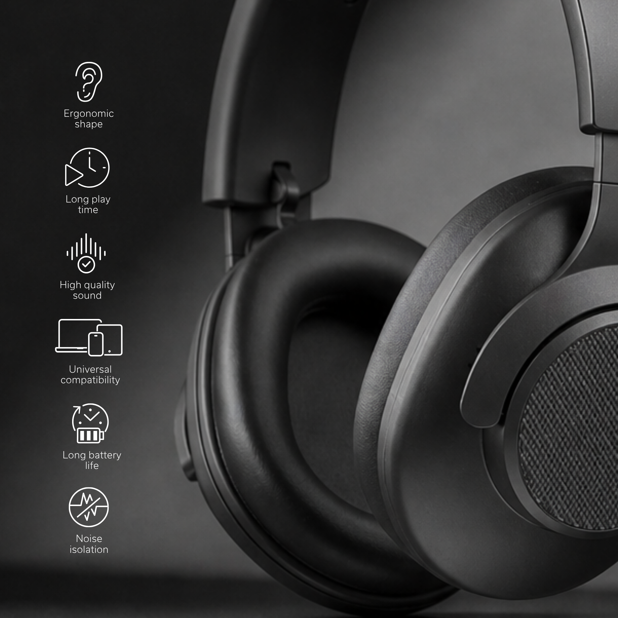 Sona Max over-ear headphones — gunmetal