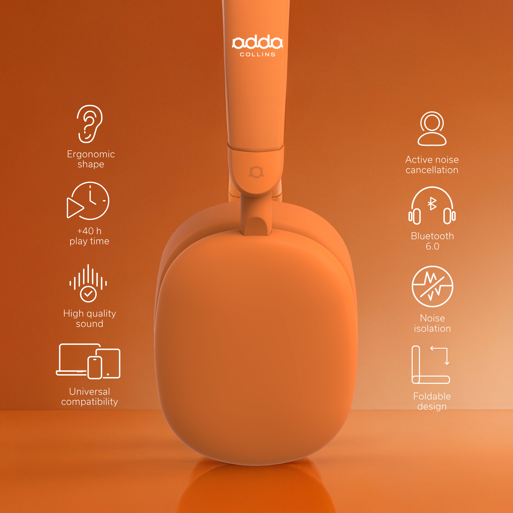 AdPods Max over-ear headphones — cosmic orange