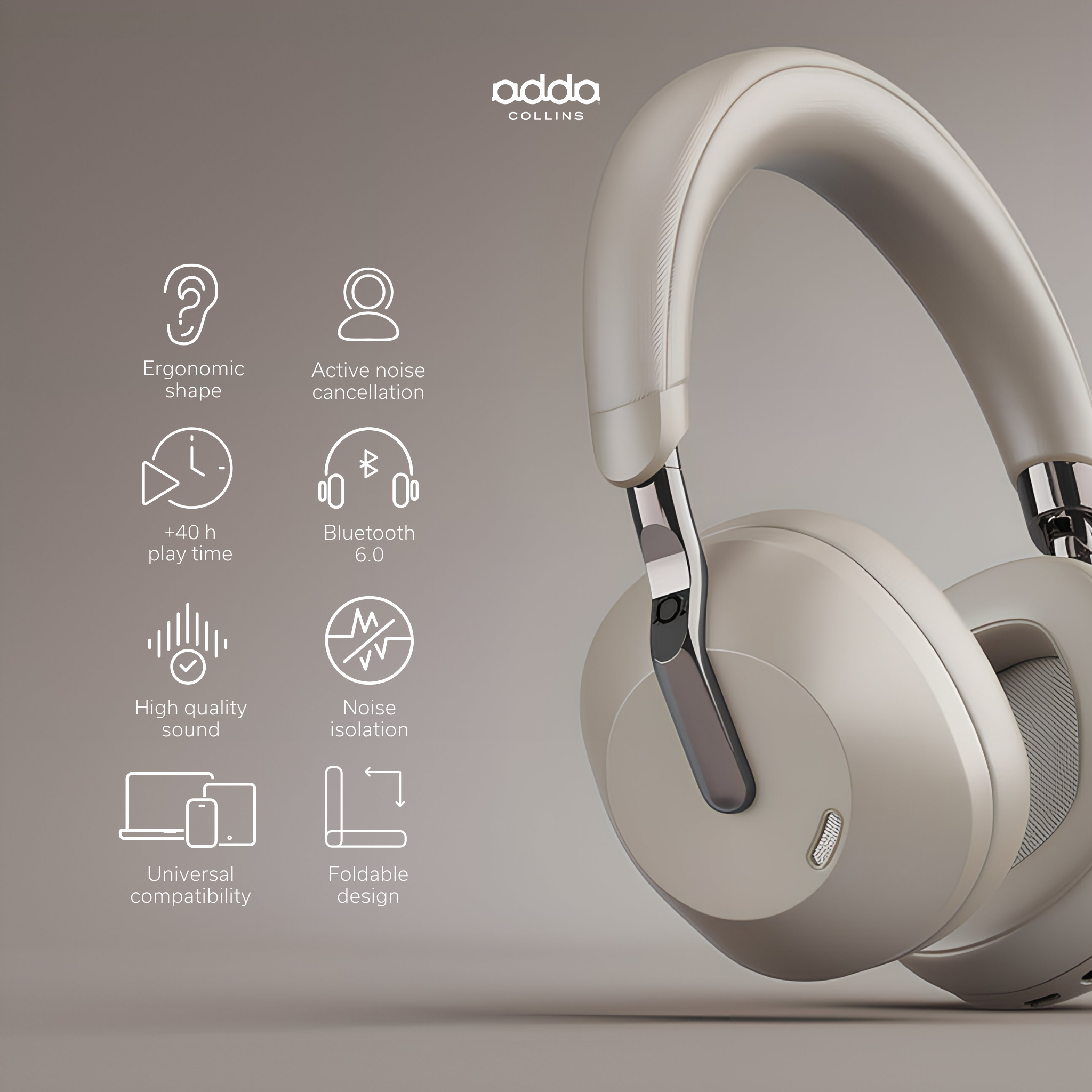 Aura Max over-ear headphones — champagne