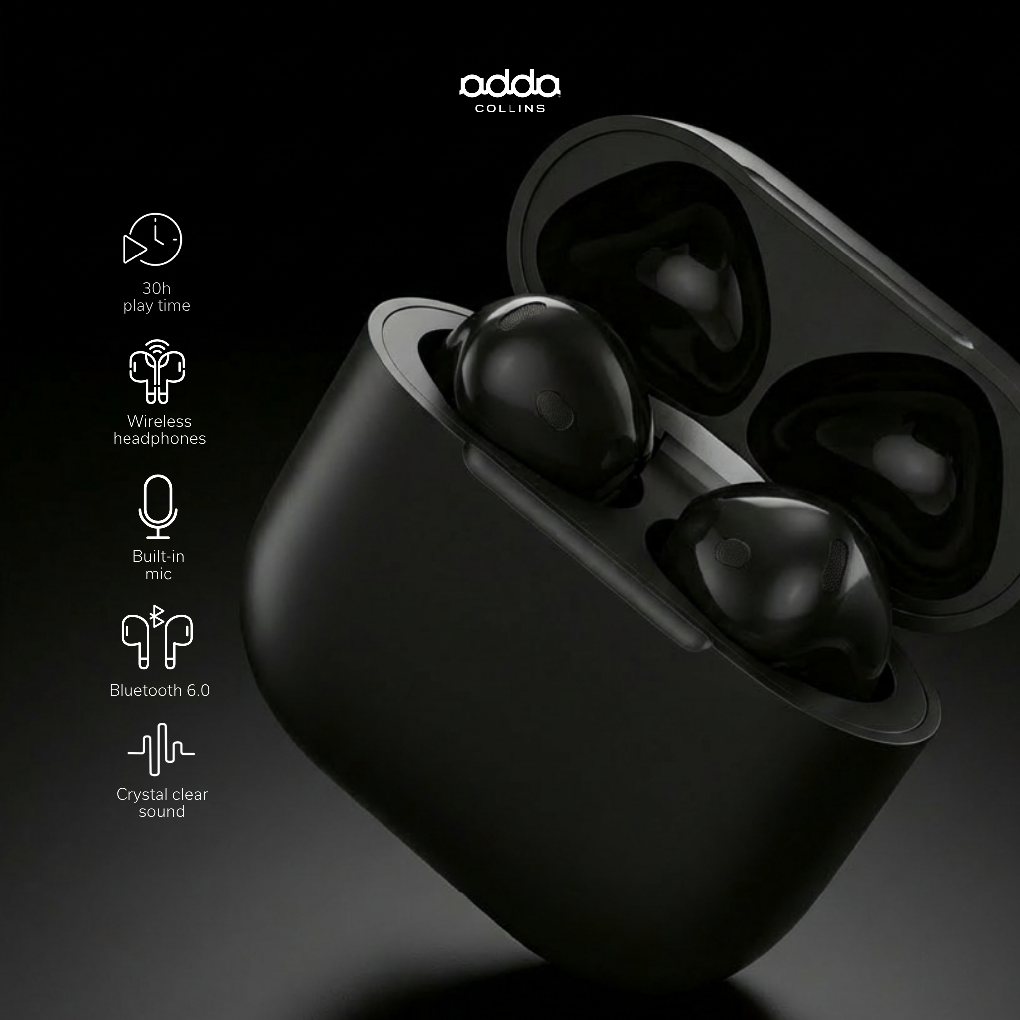 AdPods wireless headphones — black