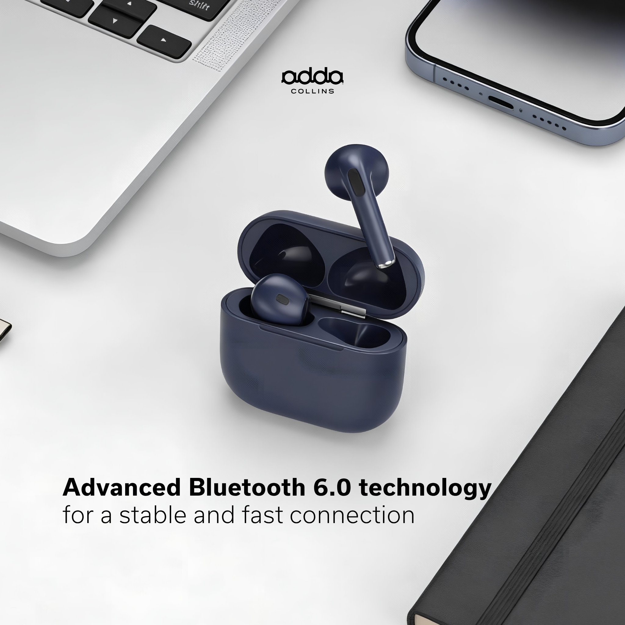 AdPods wireless headphones — midnight blue
