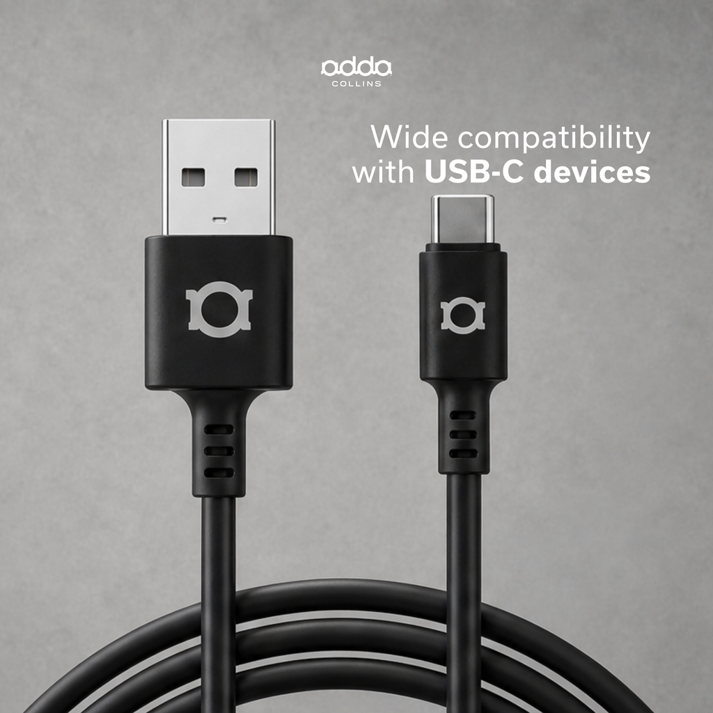 USB-A to USB-C cable — black