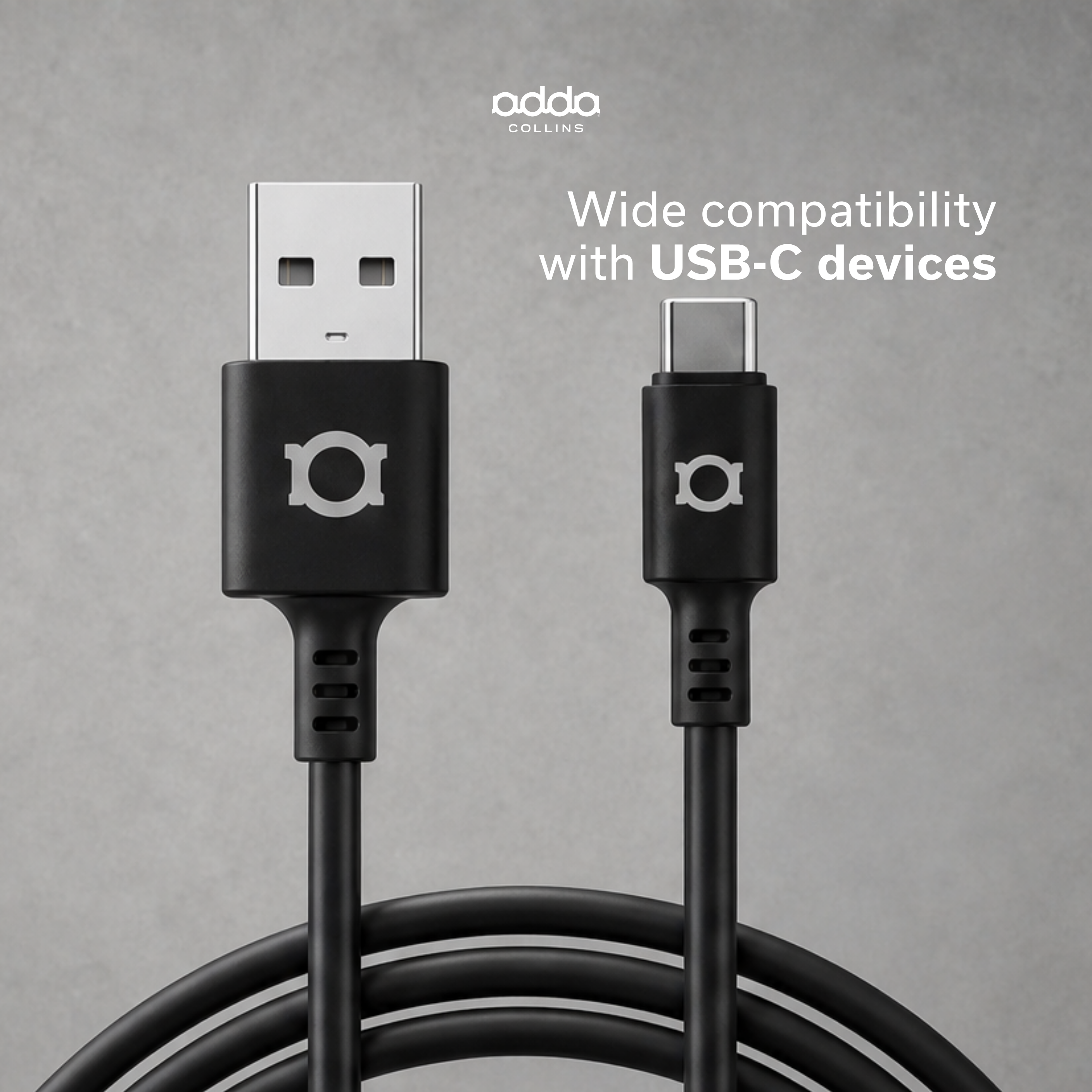 USB-A to USB-C cable — 2.5m, black