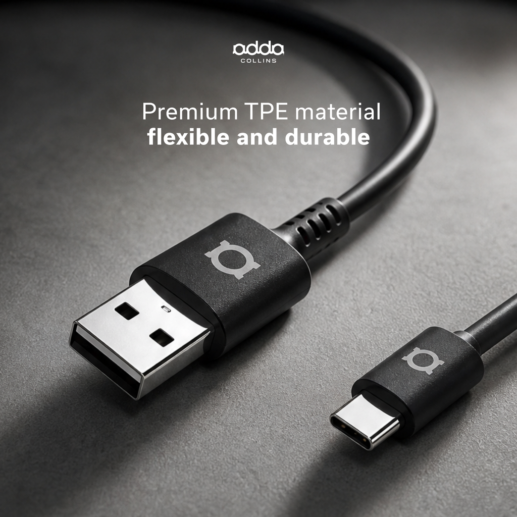 USB-A to USB-C cable — black