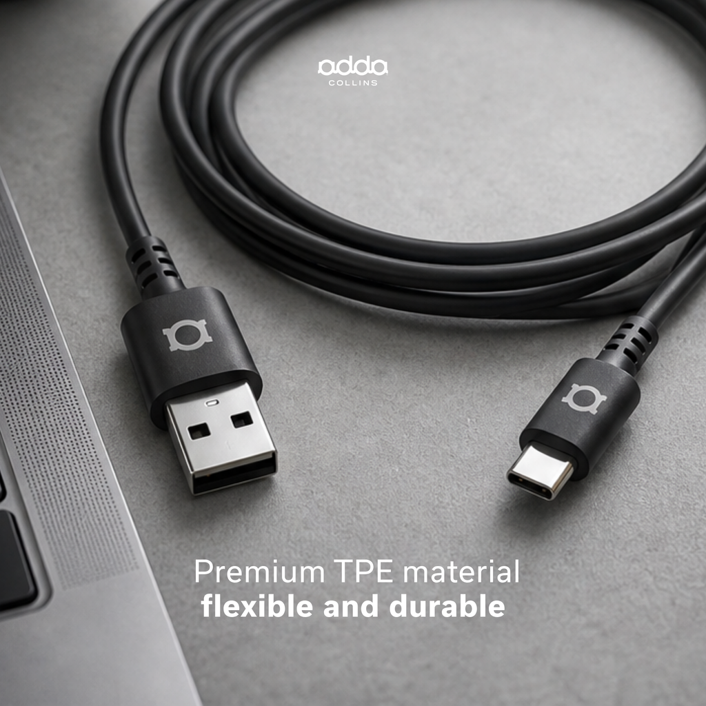 USB-A to USB-C cable — black