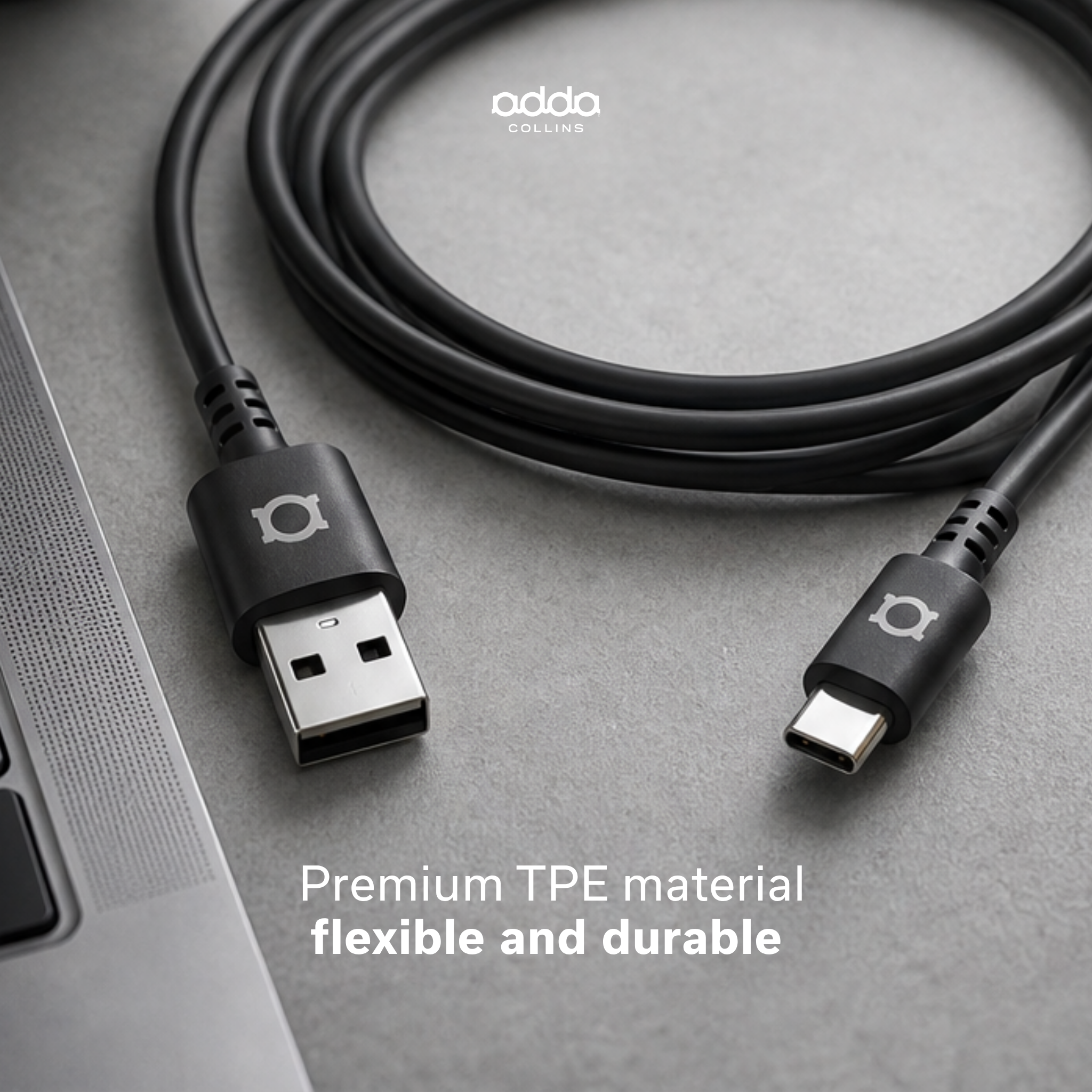 USB-A to USB-C cable — 2.5m, black