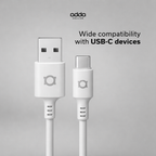 USB-A to USB-C cable — white