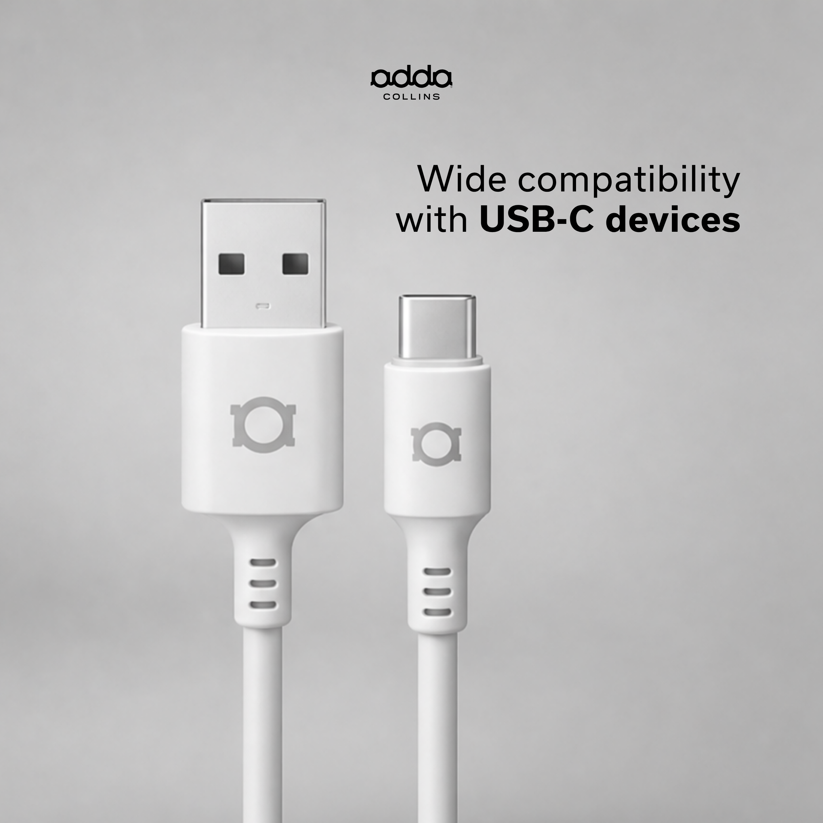 USB-A to USB-C cable — white