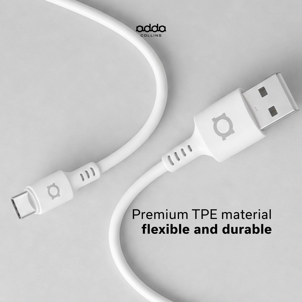 USB-A to USB-C cable — white