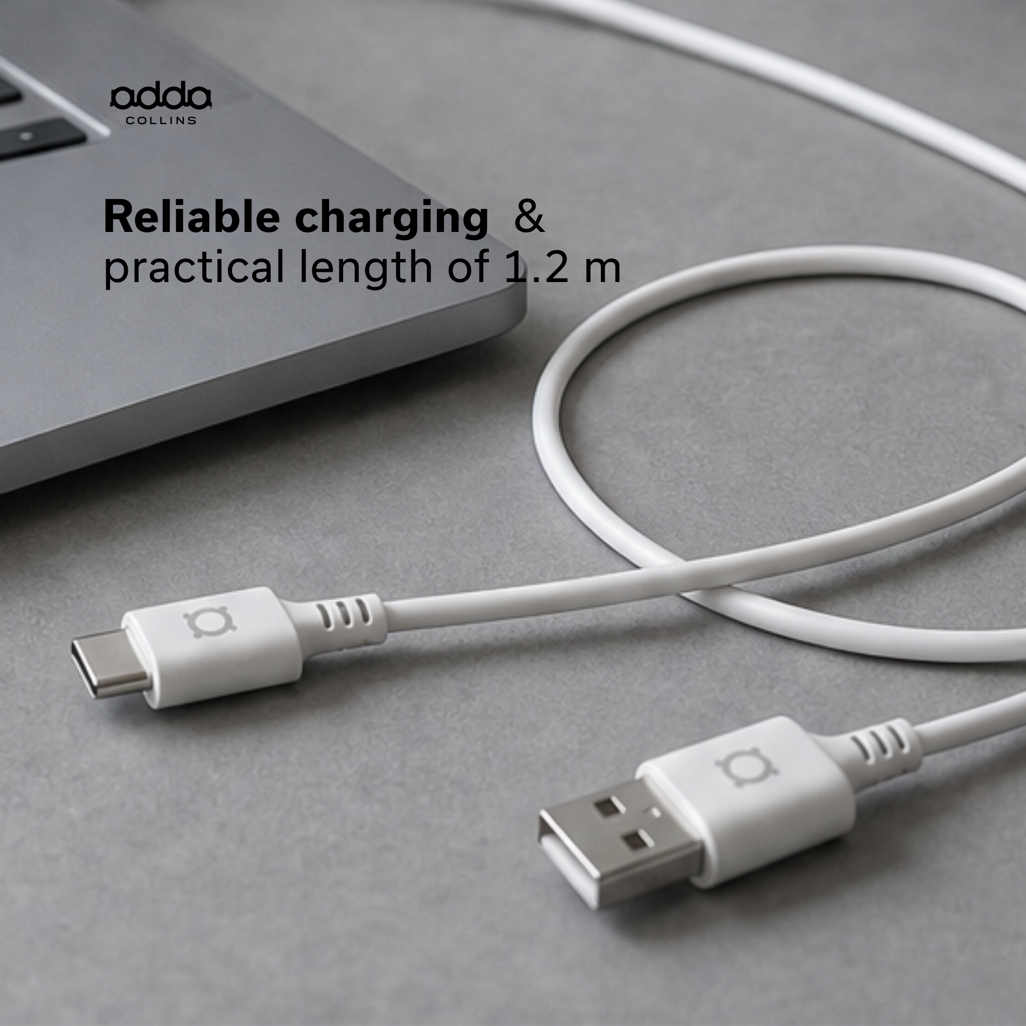 USB-A to USB-C cable — white