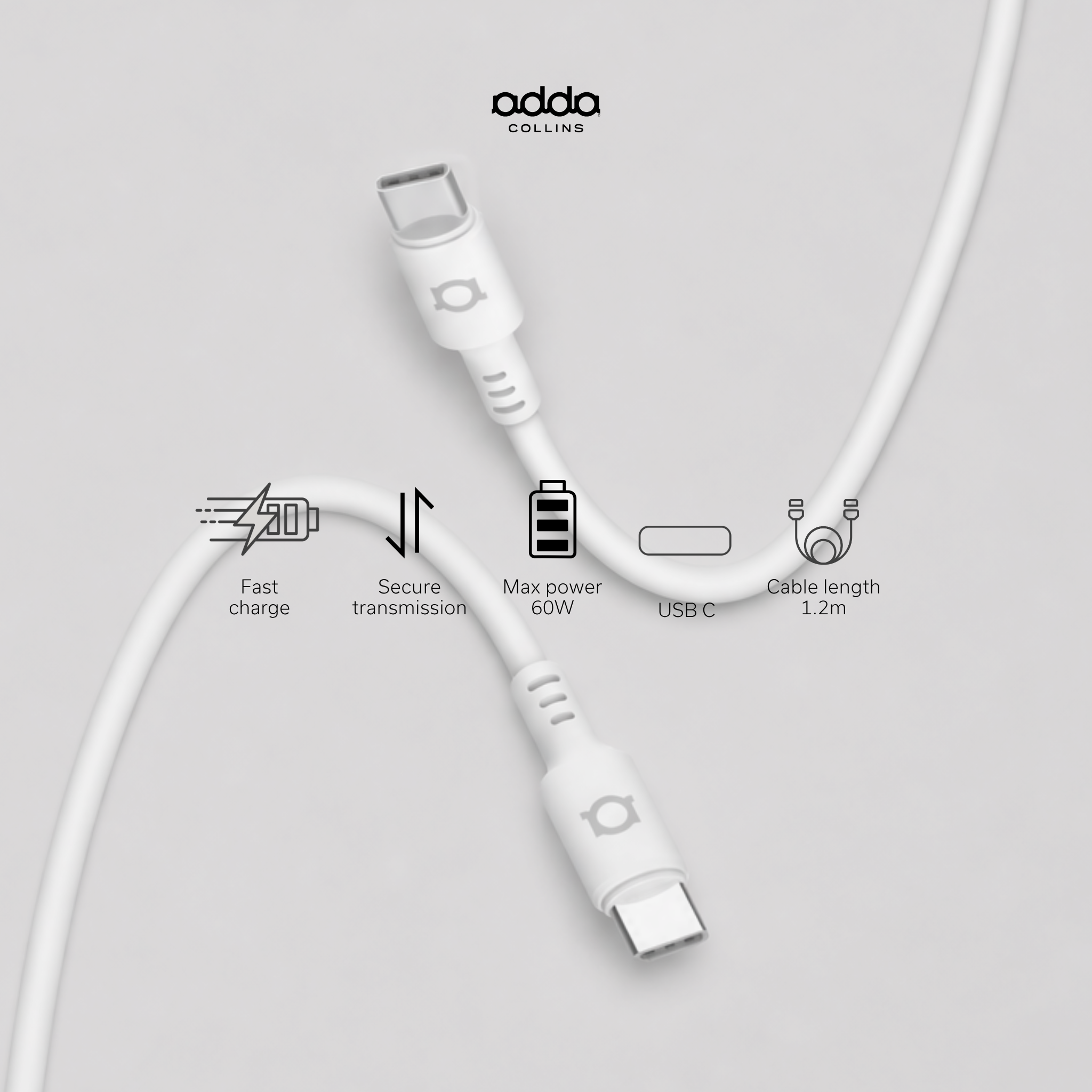 USB-C cable — 60W, white