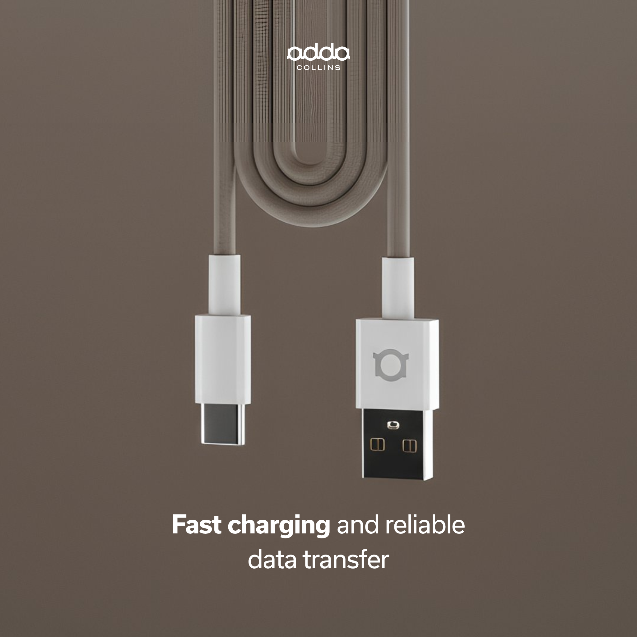 Braided USB-A to USB-C cable — champagne