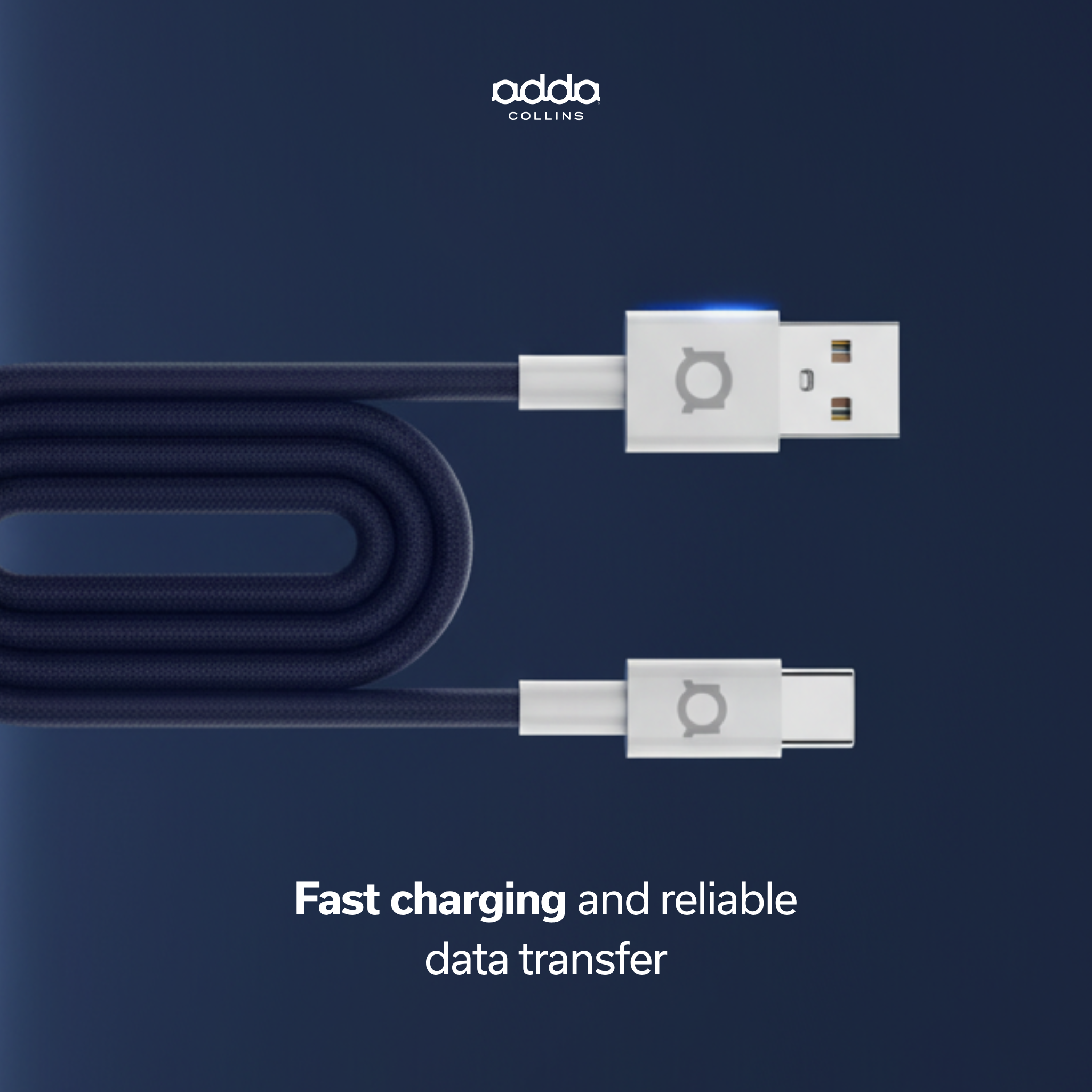 Braided USB-A to USB-C cable — Midnight Blue