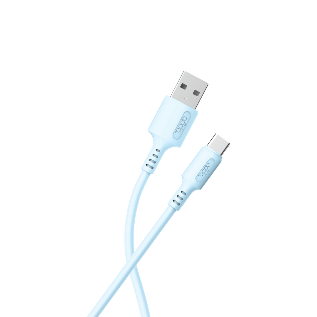 USB-A to USB-C cable — baby blue