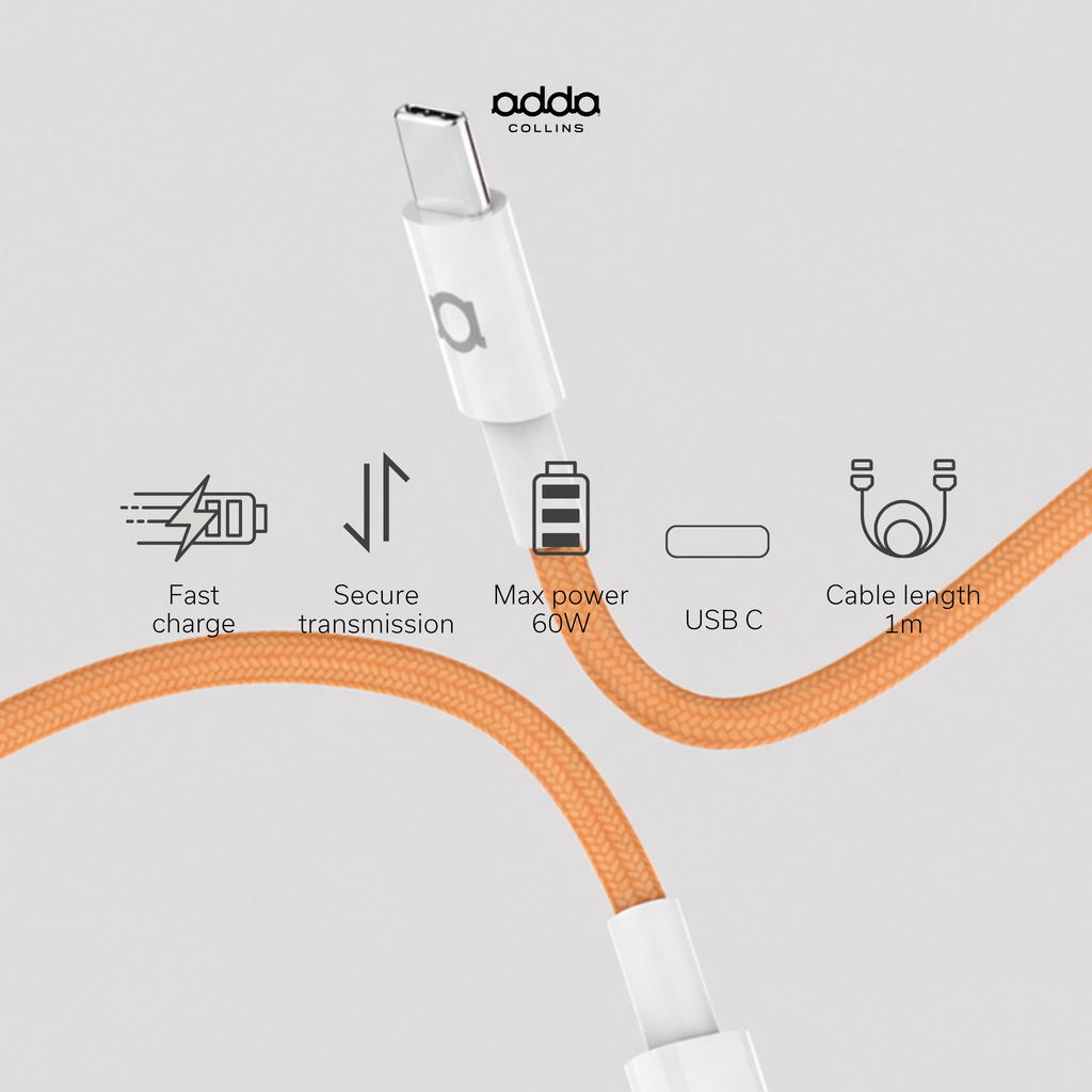 USB-C to USB-C cable - Cosmic orange