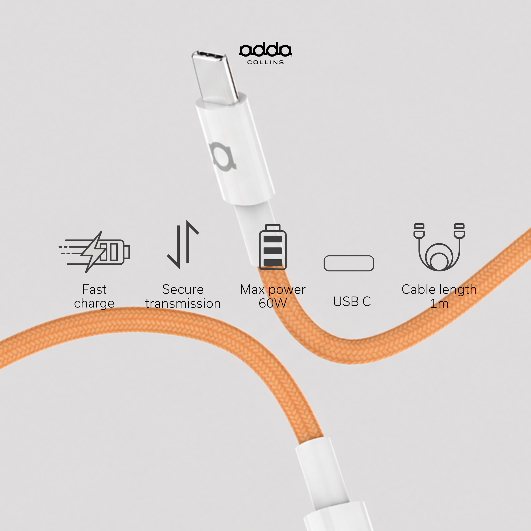 USB-C to USB-C cable - Cosmic orange
