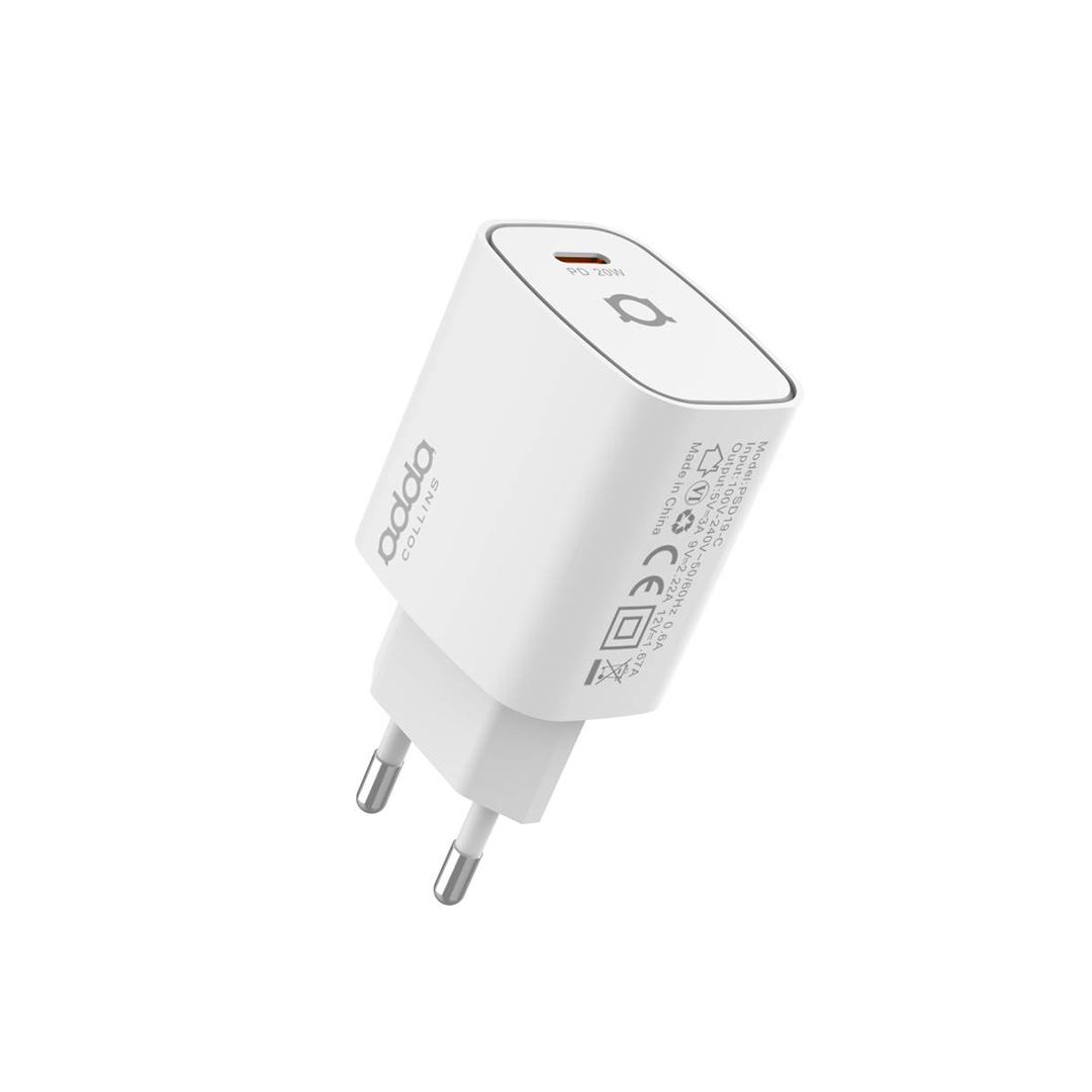 Zidni punjač Adda Collins CH-005-WH, Fusion Fast Charger, 20W Type-C, bijeli