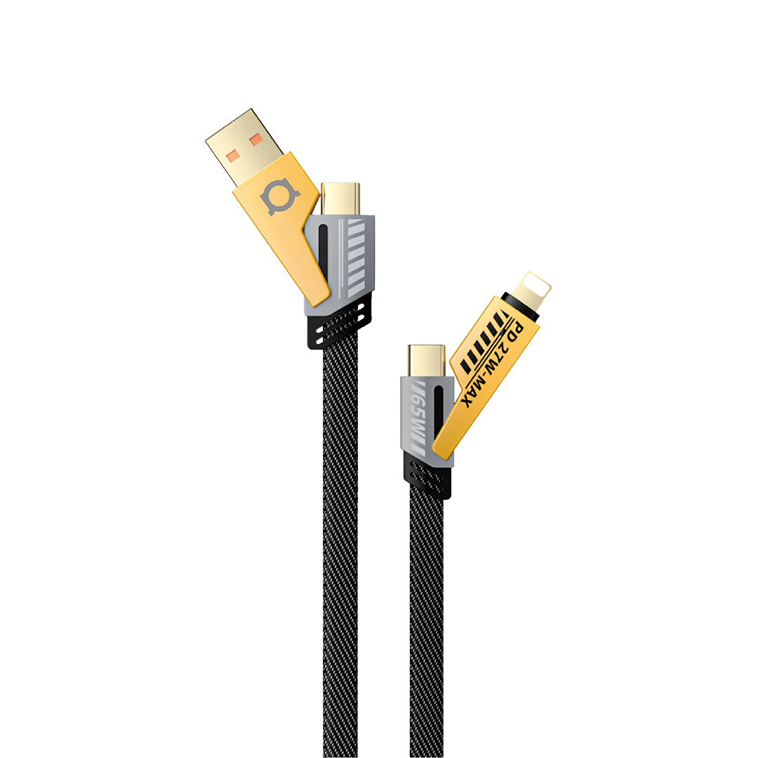 Kabel Adda Collins USB-002-BK, 4u1, Type C/USB-A na Type C /  8 pin, braided, 1.2m, 65w, crni