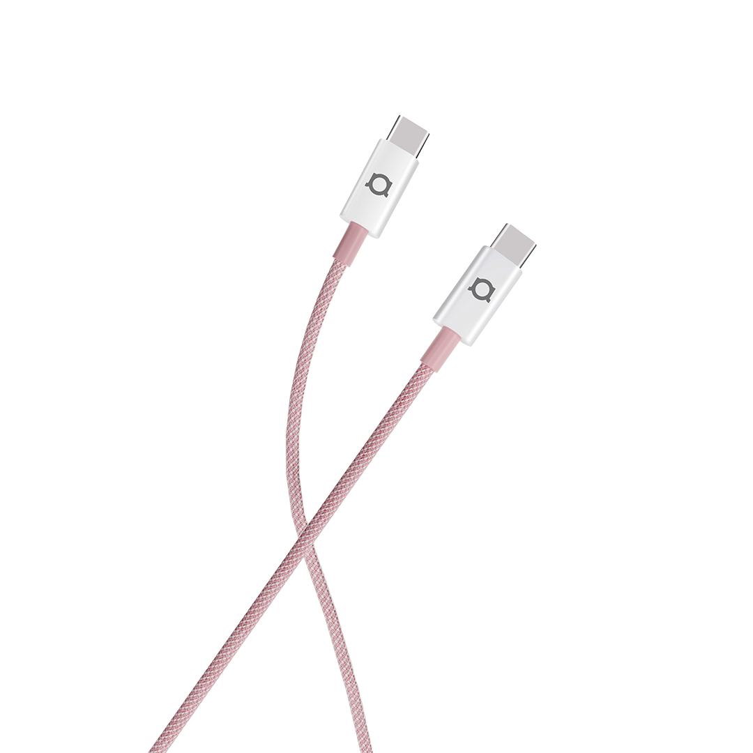 Kabel Adda Collins USB-210-LP, Fusion Charge+Data, Type-C na Type-C, 3.1A, pleteni, 1m, svijetlo rozi